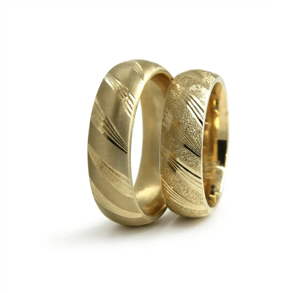 6mm Gold Wedding Band – Diagonal Satin Matte – 9ct/14ct/18ct Gold