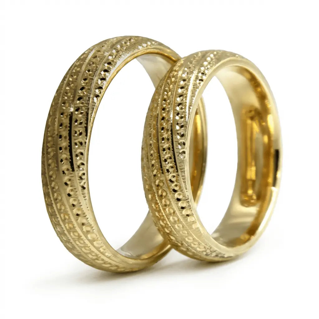 5mm Gold Wedding Band – Perforated Satin – 9ct/14ct/18ct Gold