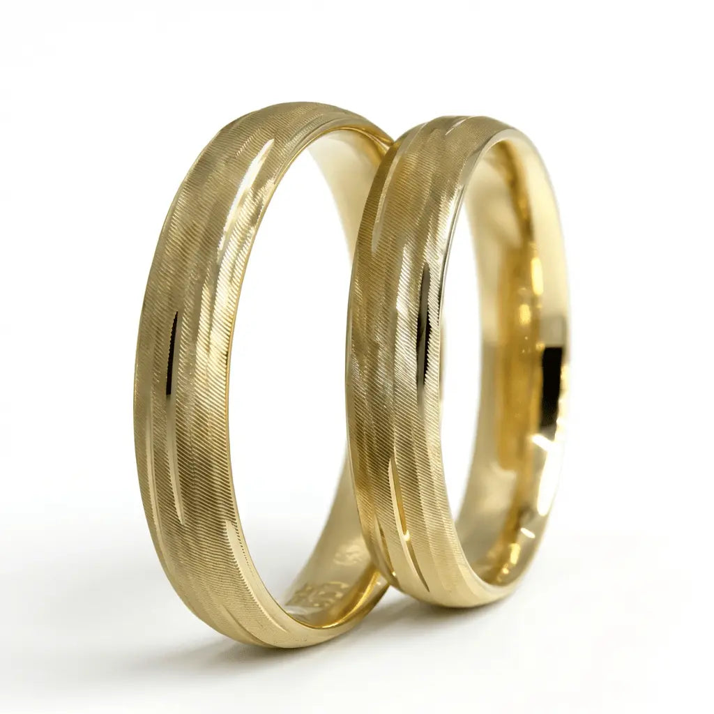 4mm Gold Wedding Band – Fine Line Texture – 9ct/14ct/18ct Gold
