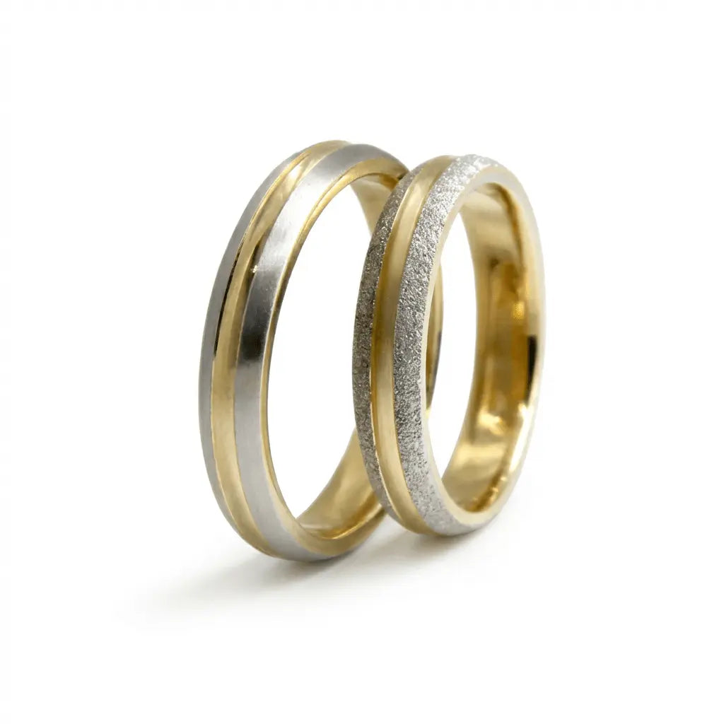 4mm Gold Wedding Band – Contrast Texture – 9ct/14ct/18ct Gold