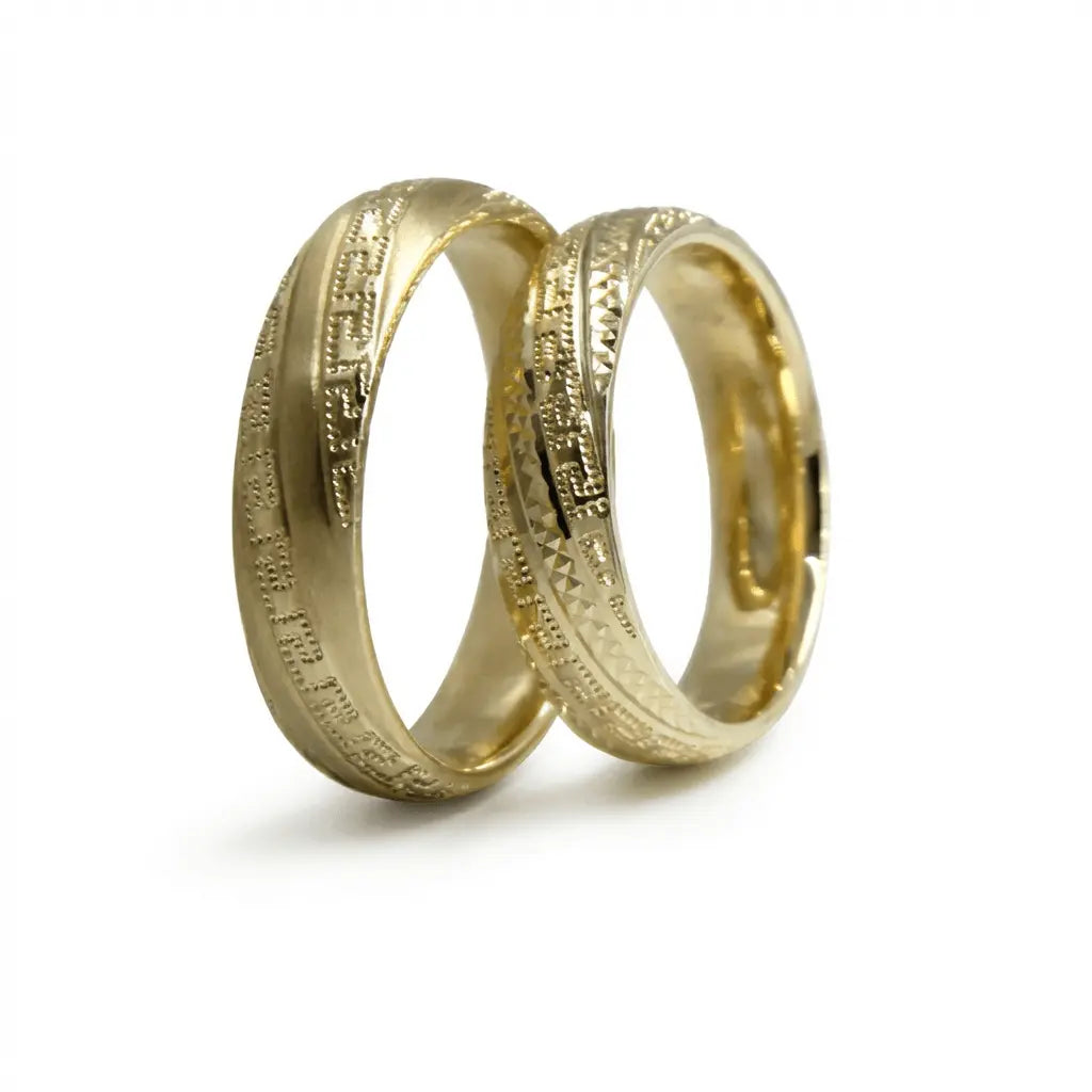 5mm Gold Wedding Band – Greek Key Pattern – 9ct/14ct/18ct Gold