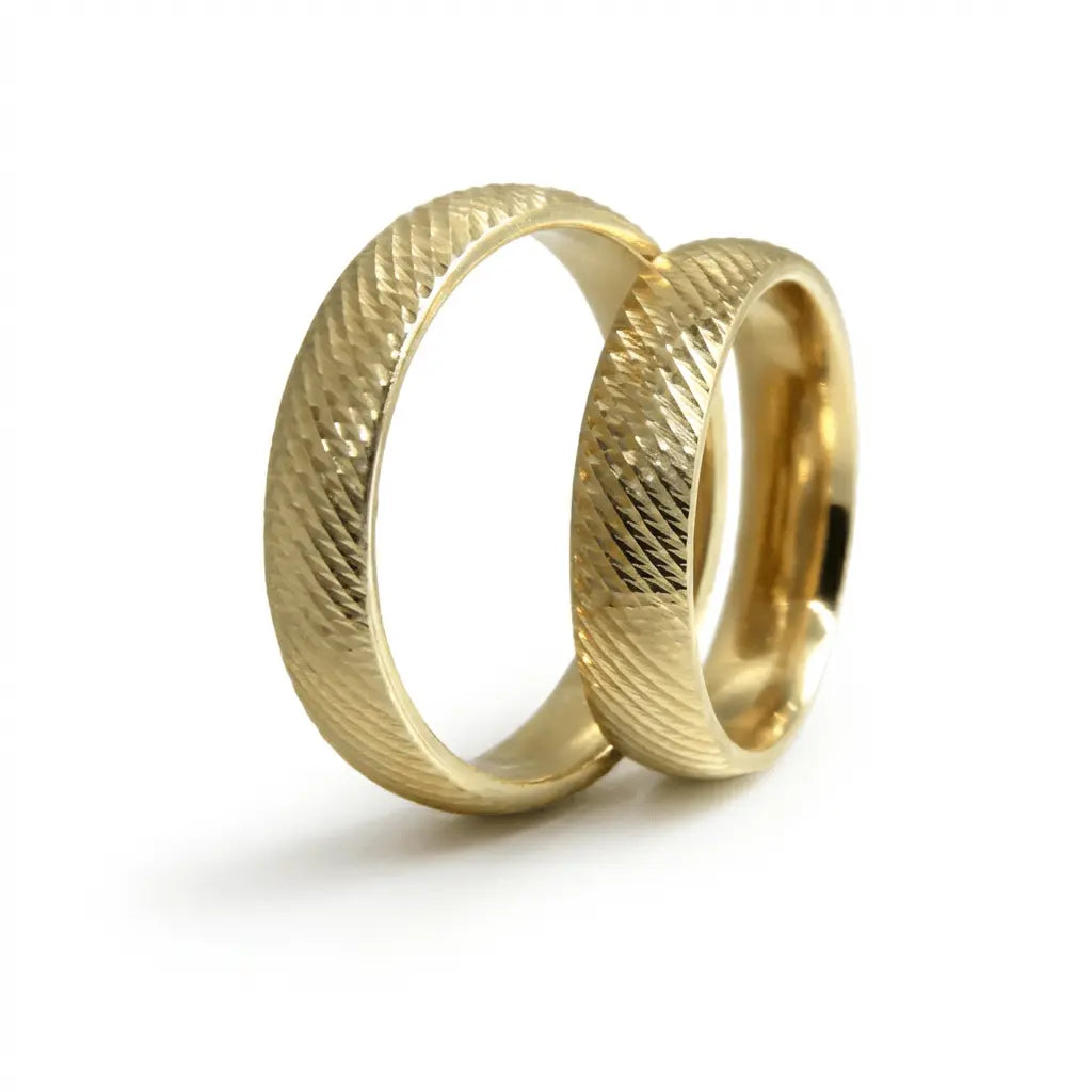5mm Gold Wedding Band – Diagonal Weave Texture – 9ct/14ct/18ct Gold