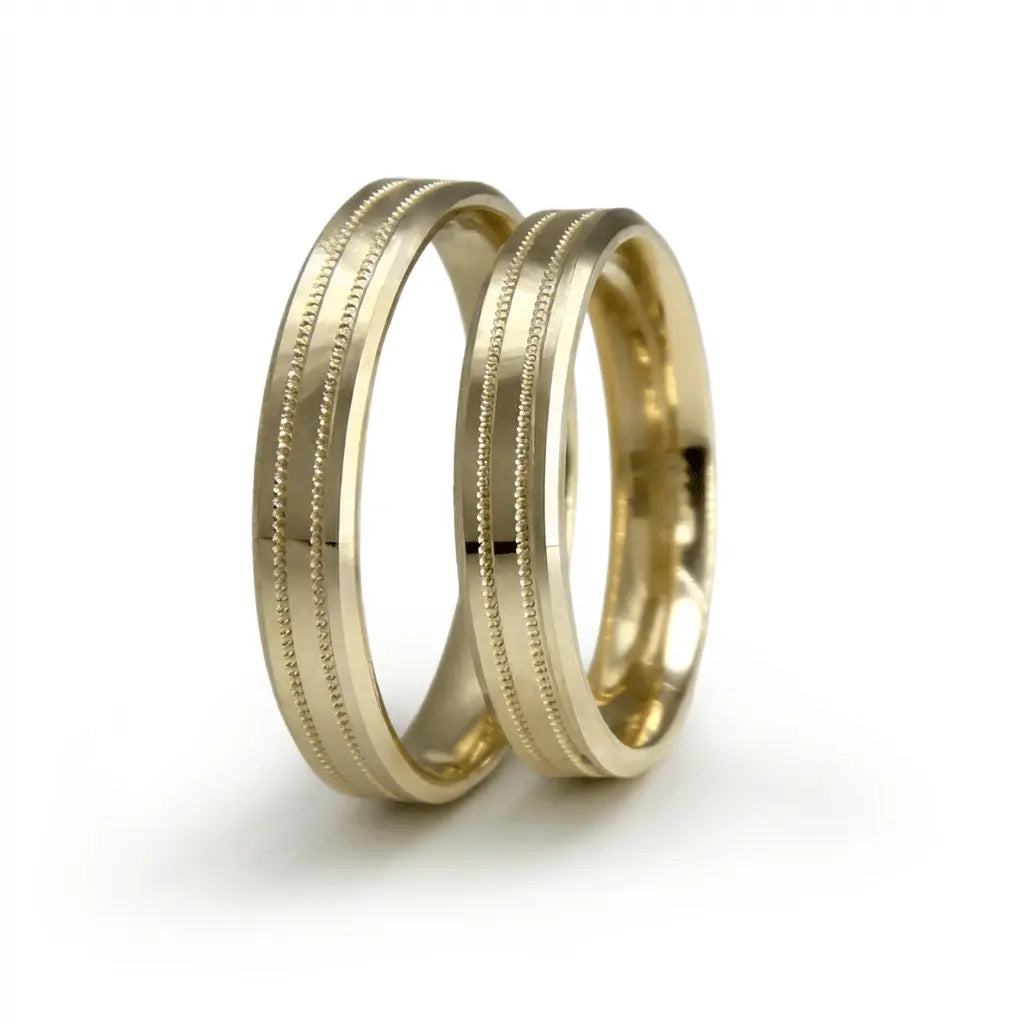 4mm Gold Wedding Band – Double Line Classic – 9ct/14ct/18ct Gold