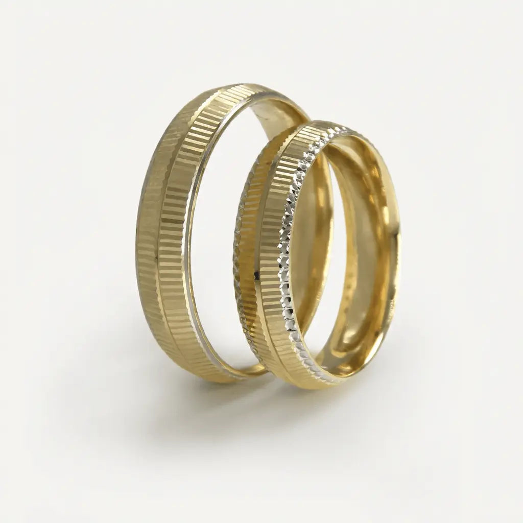 5mm Gold Wedding Band – Vertical Line Stone Edge – 9ct/14ct/18ct Gold