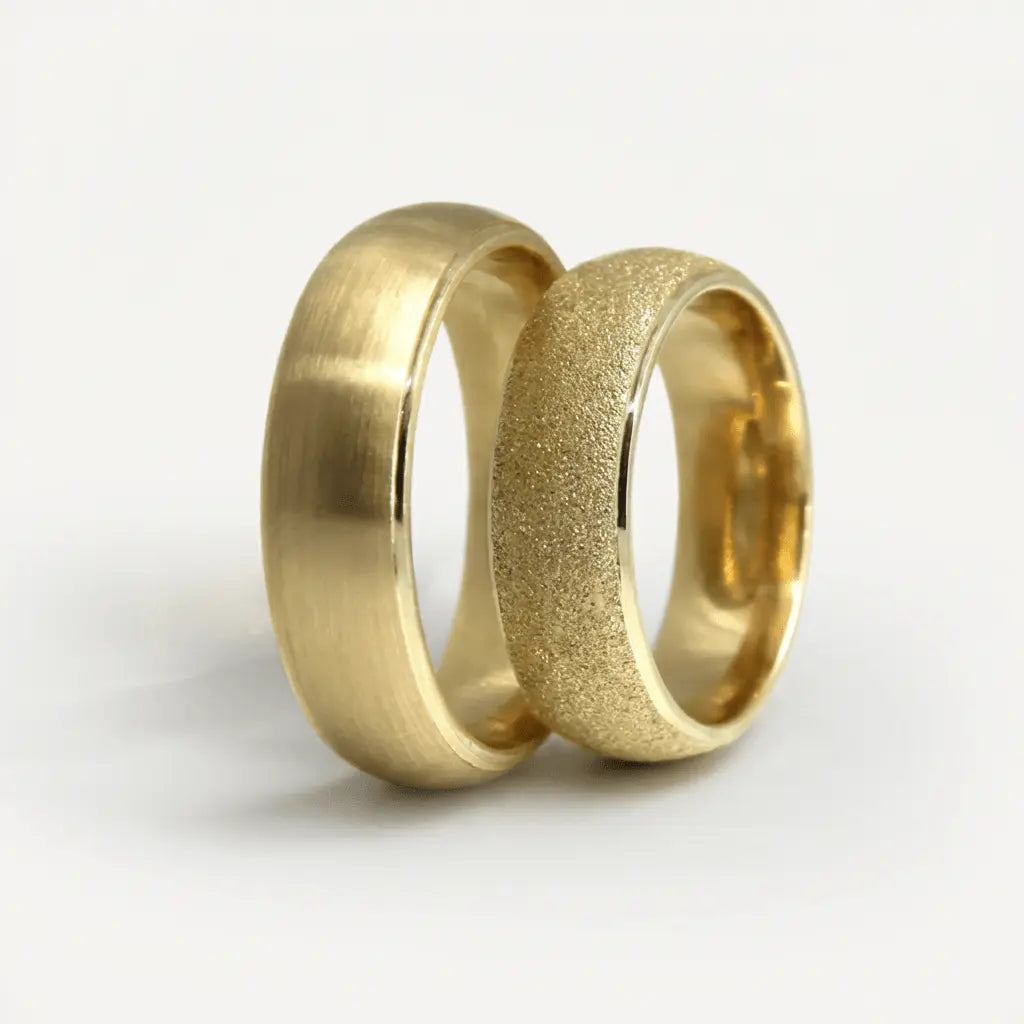 6mm Gold Wedding Band – Satin Granulated Bold – 9ct/14ct/18ct Gold