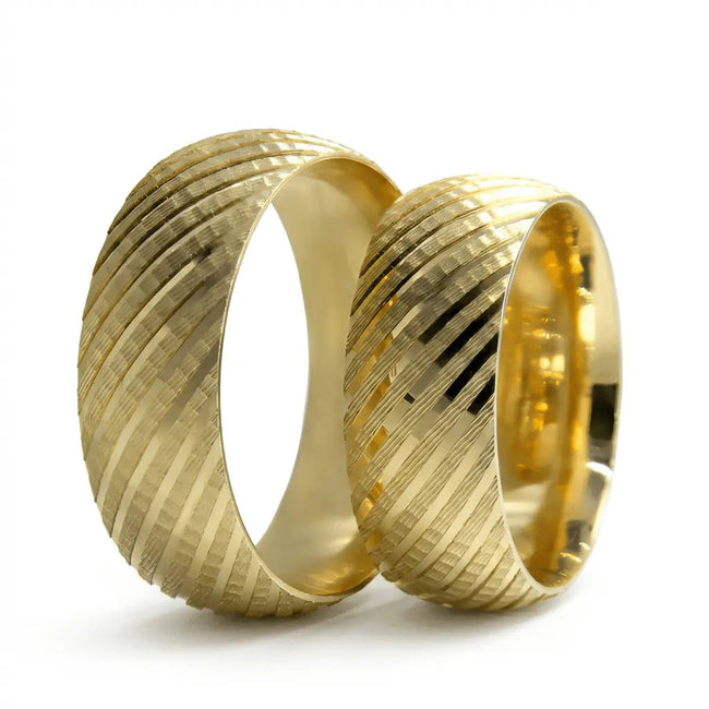 7mm Gold Wedding Band – Diagonal Ribbed Bold – 9ct/14ct/18ct Gold