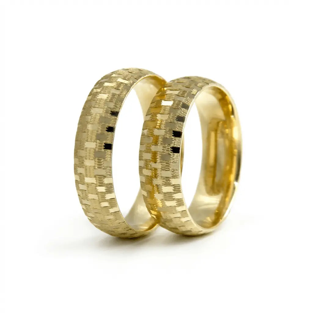 6mm Gold Wedding Band – Mosaic Textured – 9ct/14ct/18ct Gold