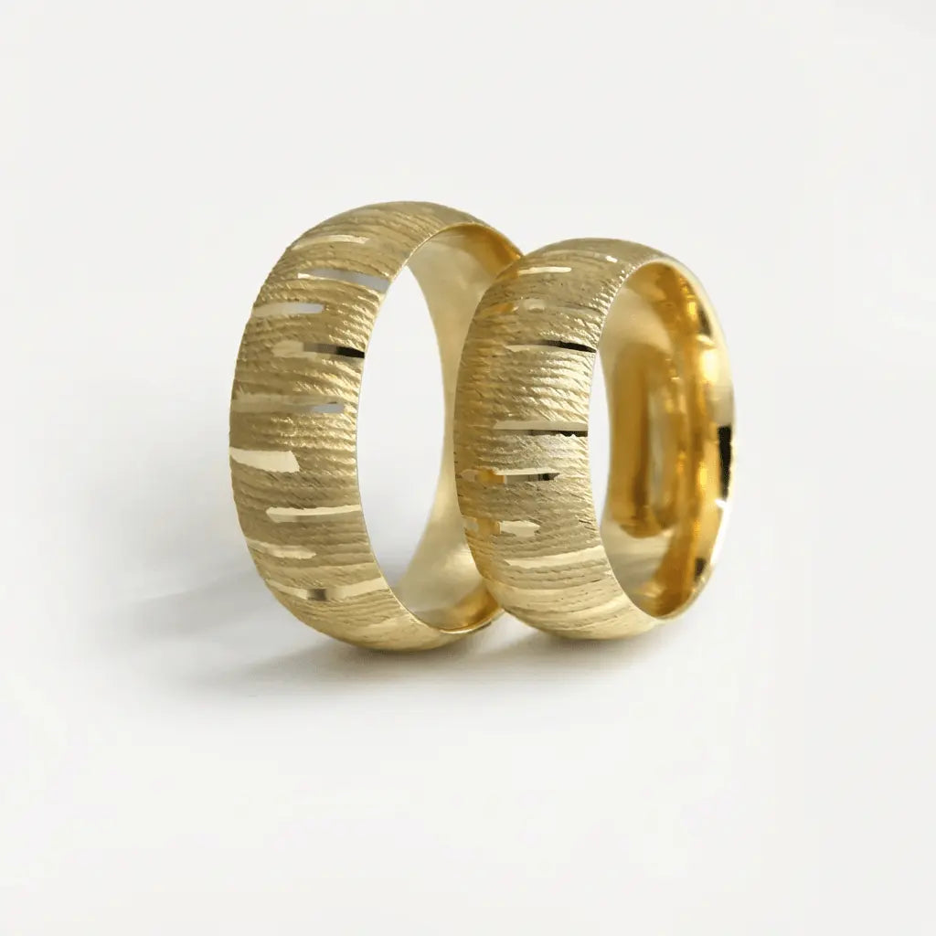 7mm Gold Wedding Band – Horizontal Textured – 9ct/14ct/18ct Gold
