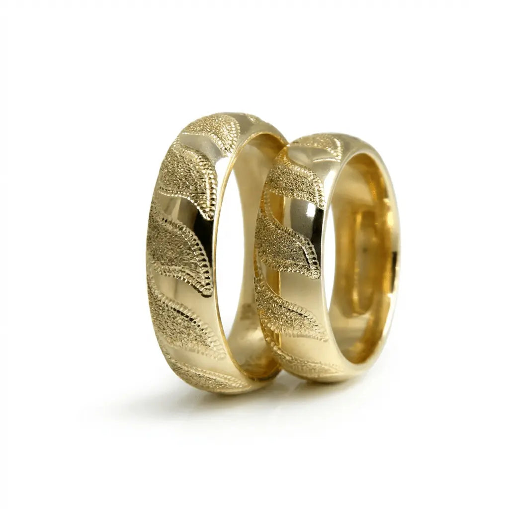 6mm Gold Wedding Band – Wave Textured – 9ct/14ct/18ct Gold