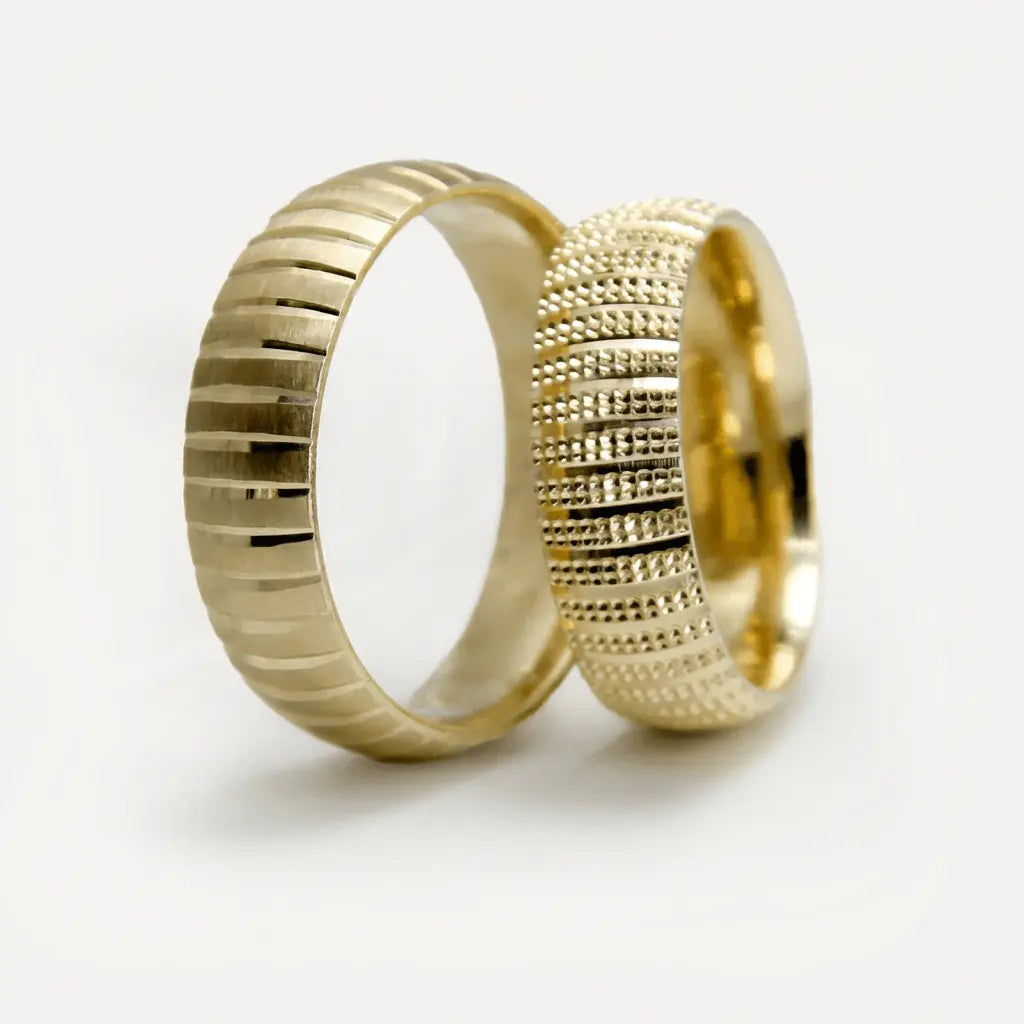 6mm Gold Wedding Band – Ribbed Micro Textured – 9ct/14ct/18ct Gold