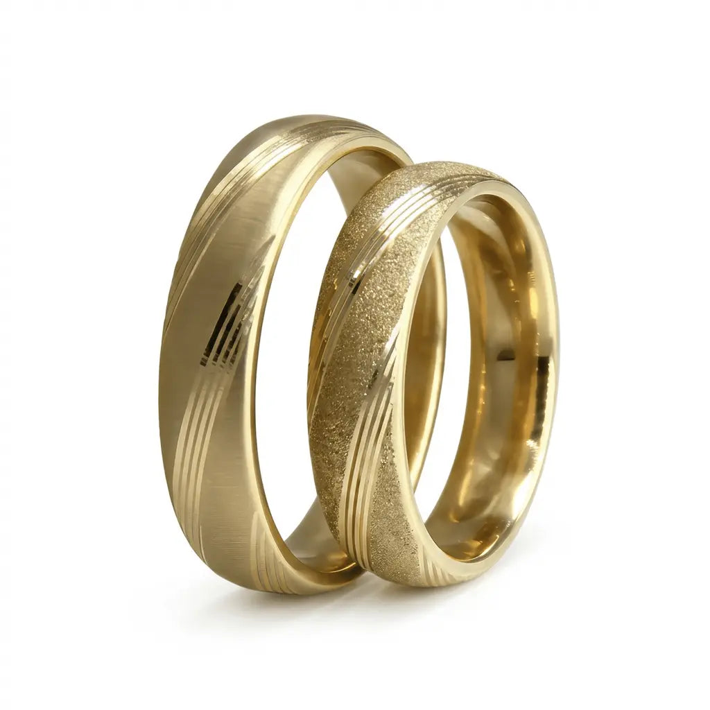 5mm Gold Wedding Band – Satin Sandblast Contrast – 9ct/14ct/18ct Gold