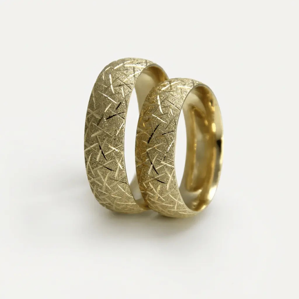6mm Gold Wedding Band – Cross Cut Textured – 9ct/14ct/18ct Gold