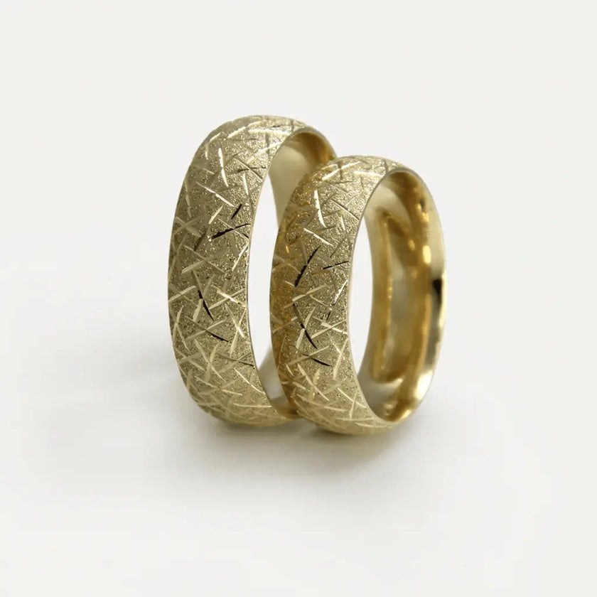 6mm Gold Wedding Band – Cross Cut Textured – 9ct/14ct/18ct Gold