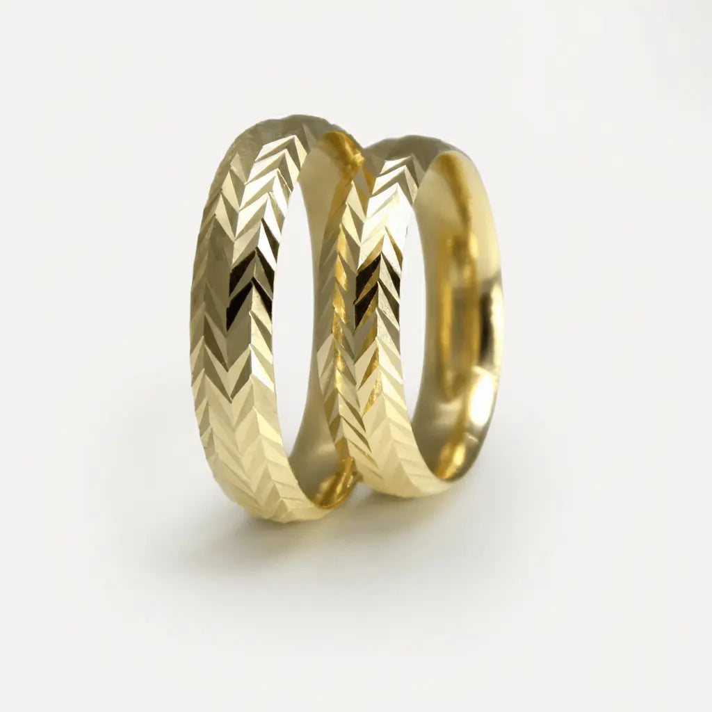 5mm Gold Wedding Band – Chevron Faceted – 9ct/14ct/18ct Gold