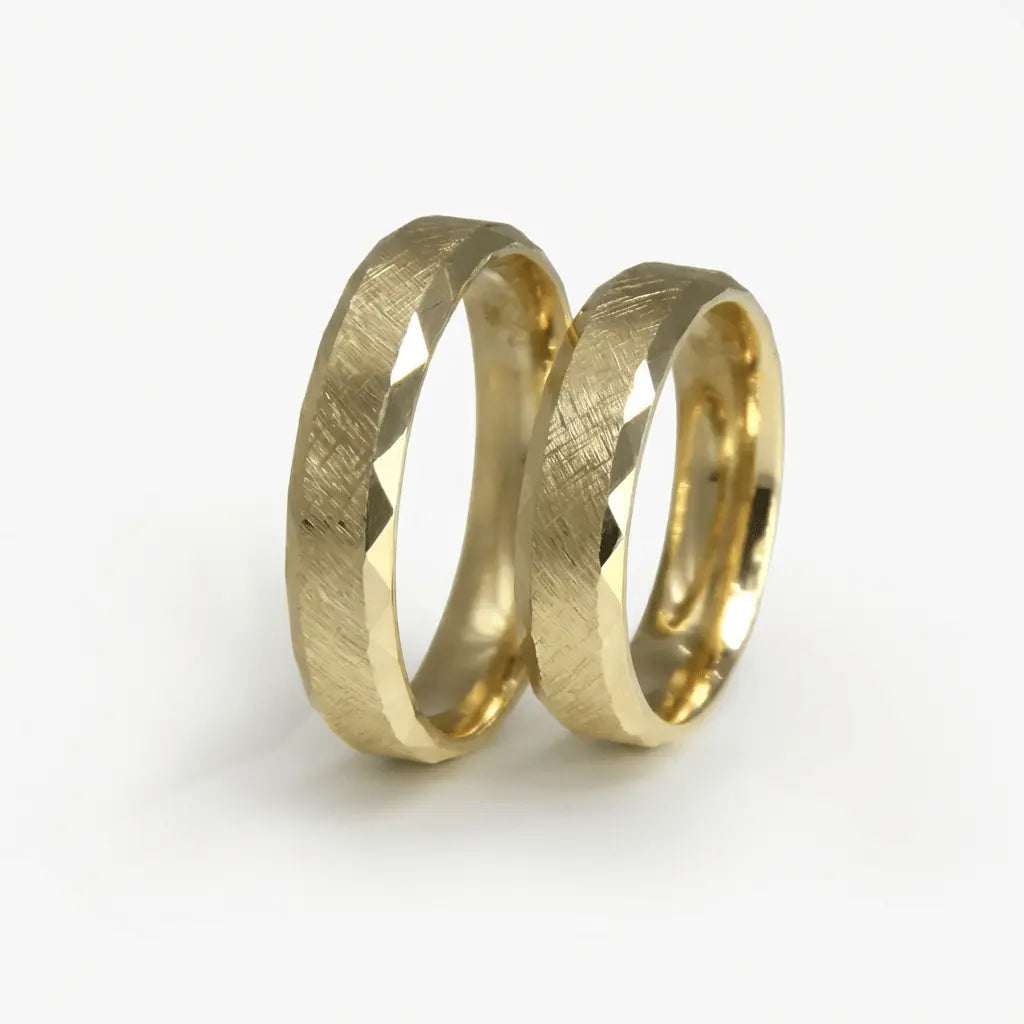 5mm Gold Wedding Band – Faceted Satin Contrast – 9ct/14ct/18ct Gold