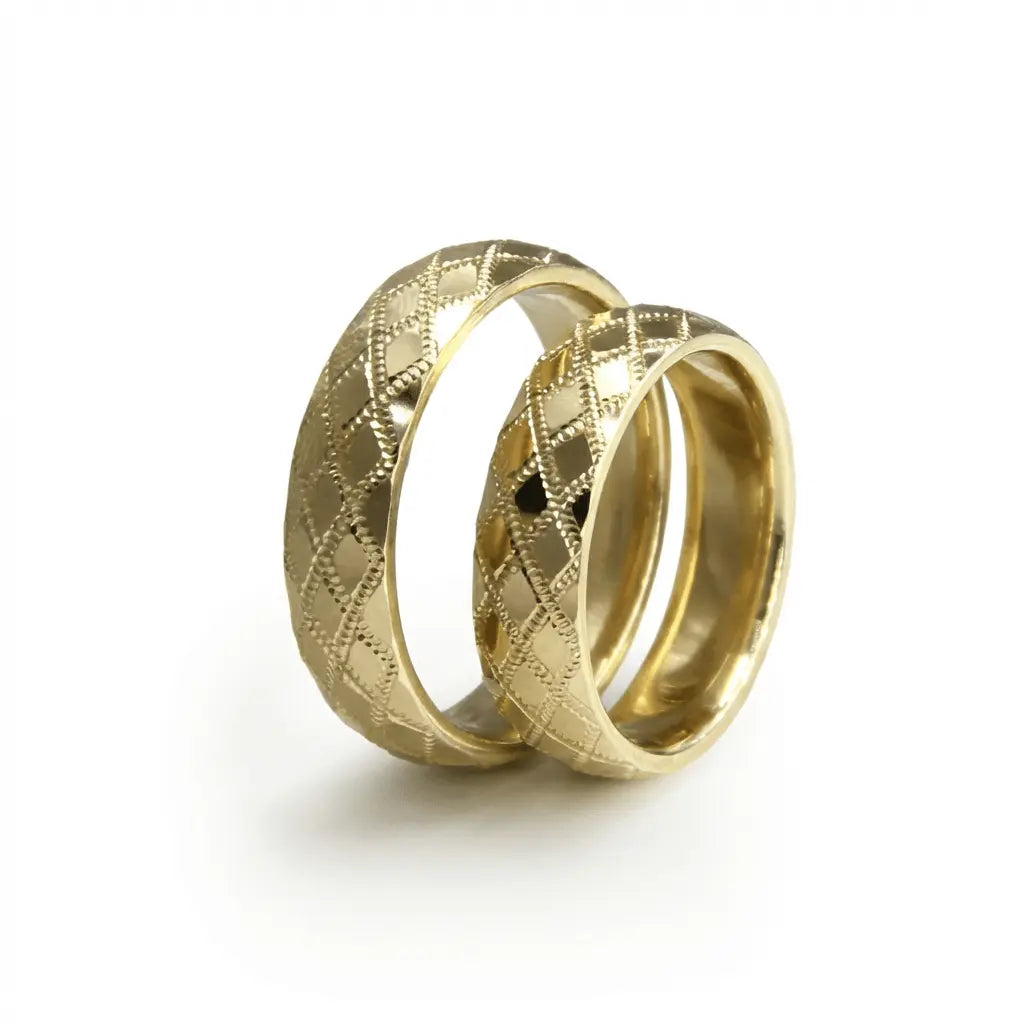 5mm Gold Wedding Band – Lattice Micro Texture – 9ct/14ct/18ct Gold