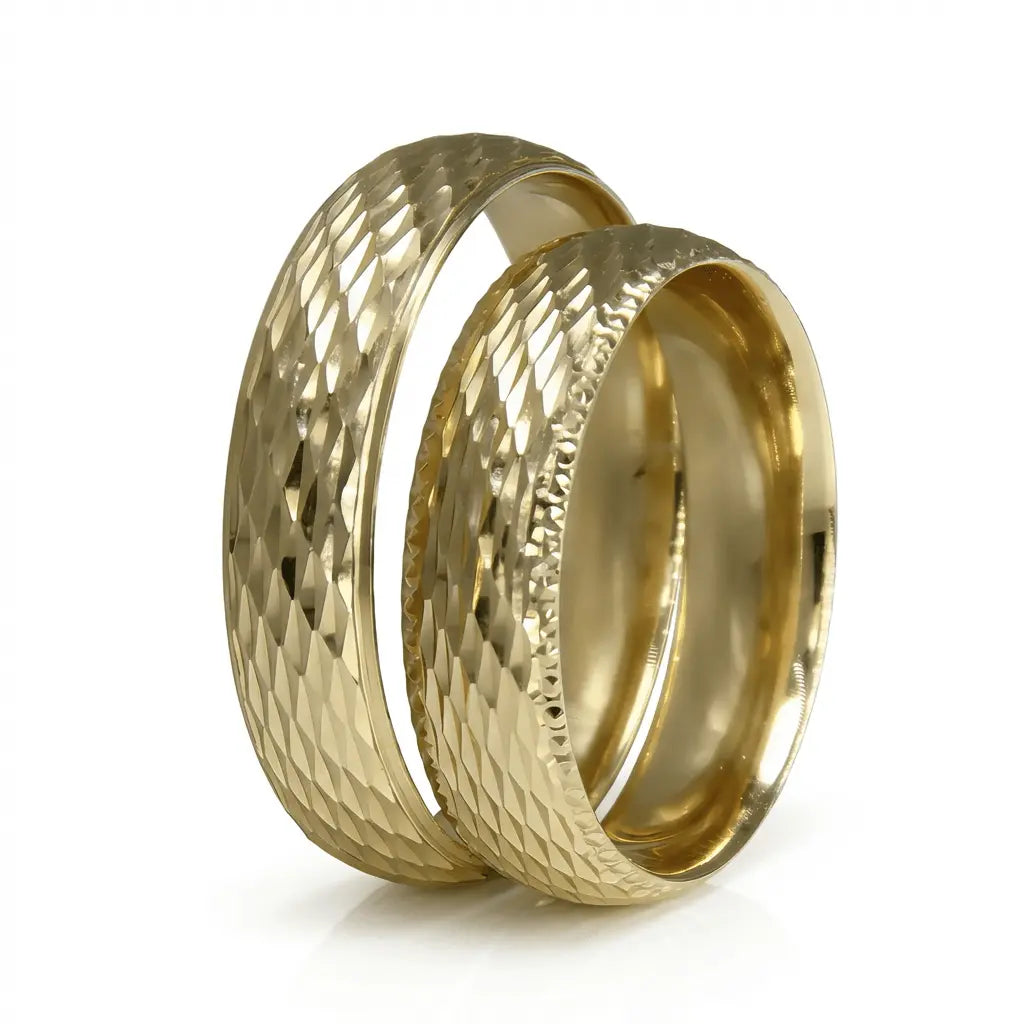 5mm Gold Wedding Band – Scale Faceted – 9ct/14ct/18ct Gold