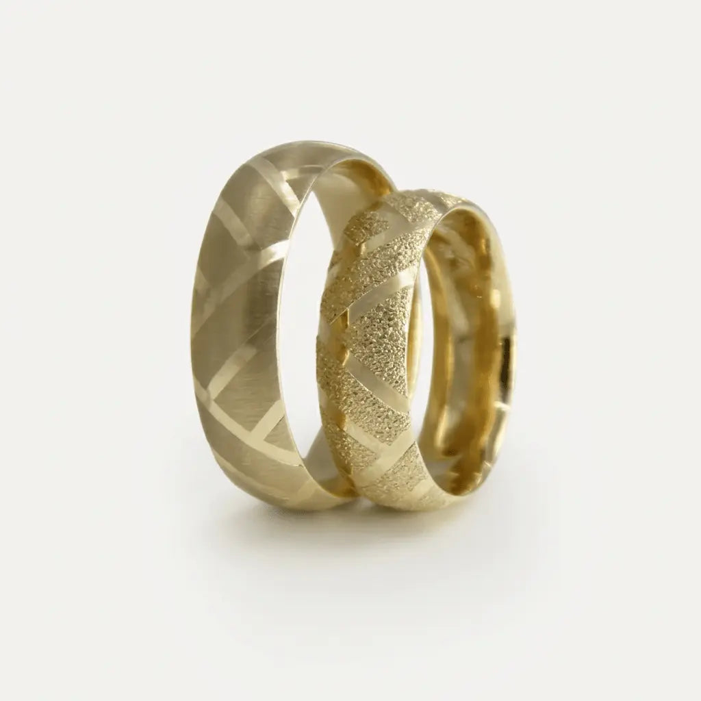 6mm Goldener Ehering – Geometrischer V-Schnitt – 9ct/14ct/18ct Gold