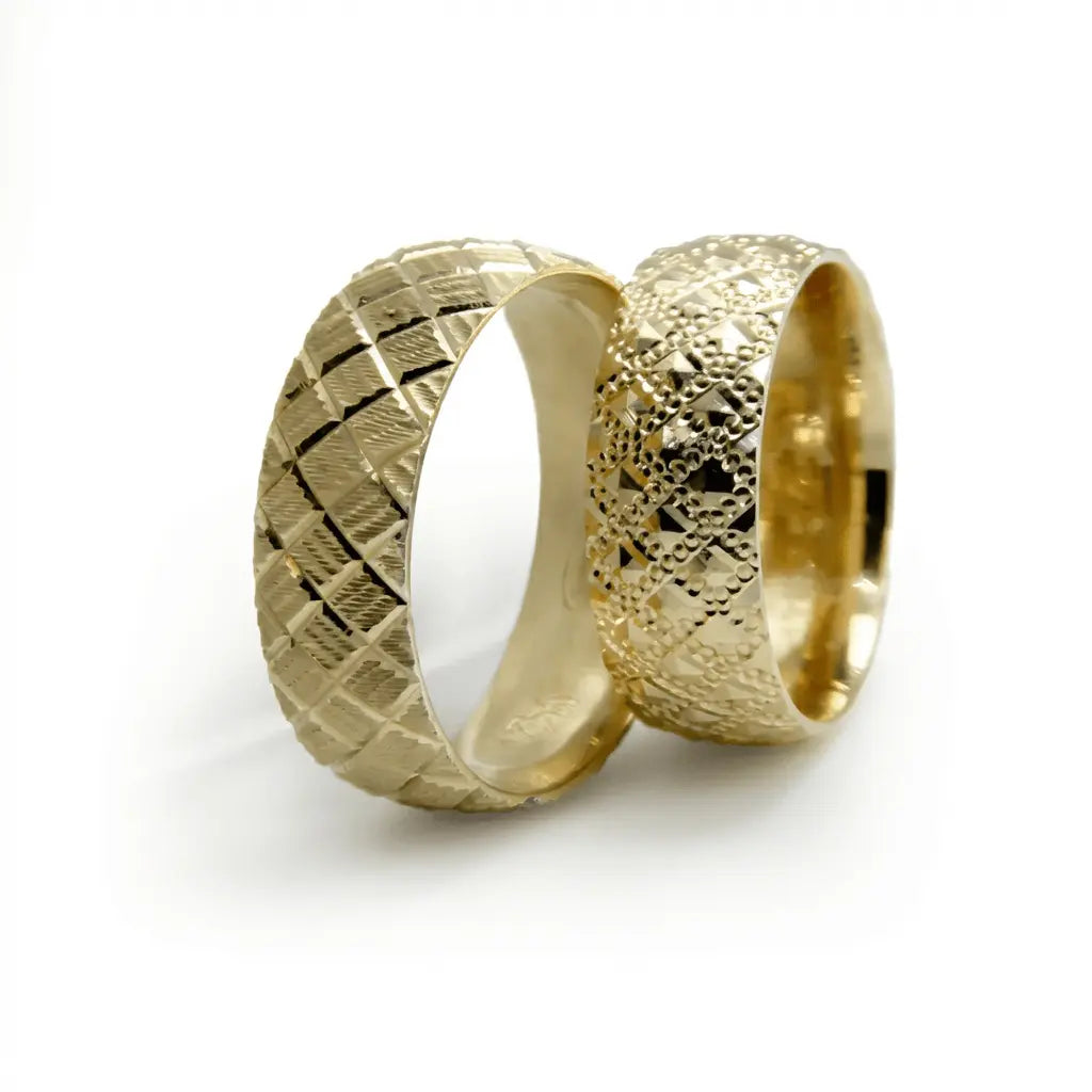7mm Gold Wedding Band – Cross Weave Faceted – 9ct/14ct/18ct Gold