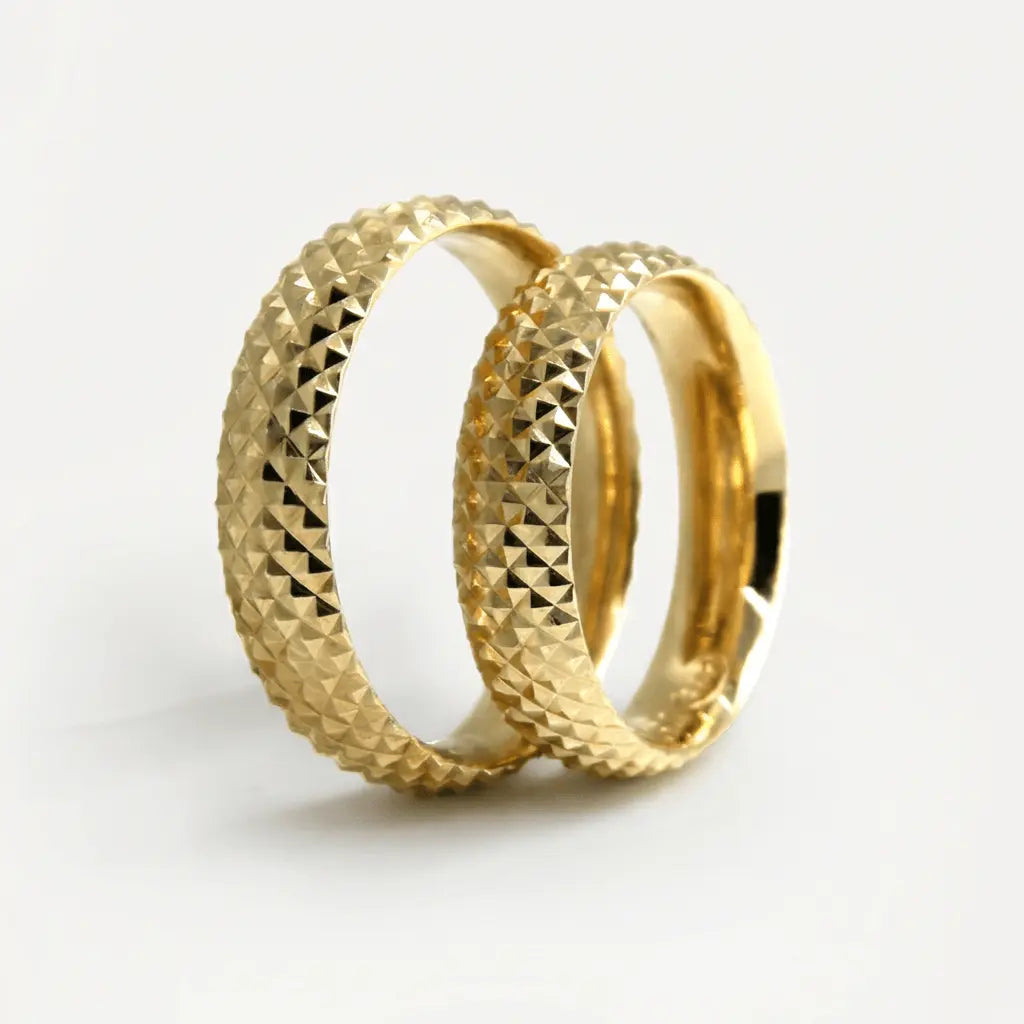 5mm Gold Wedding Band – Micro Pyramid Faceted – 9ct/14ct/18ct Gold