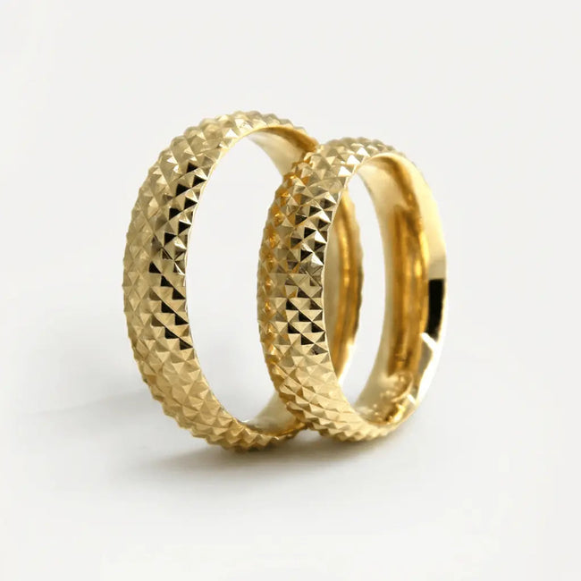 5mm Gold Wedding Band – Micro Pyramid Faceted – 9ct/14ct/18ct Gold