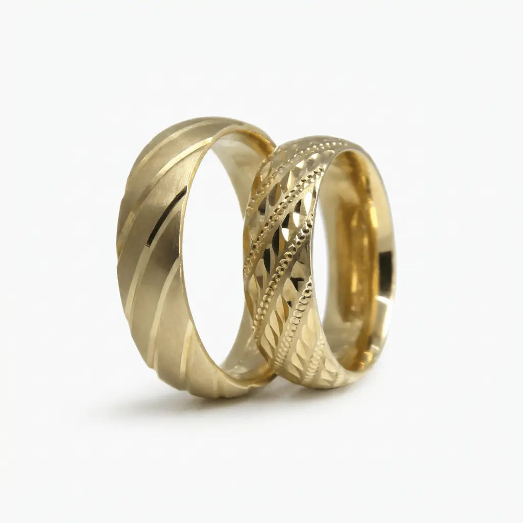 6mm Gold Wedding Band – Diagonal Lattice Faceted – 9ct/14ct/18ct Gold