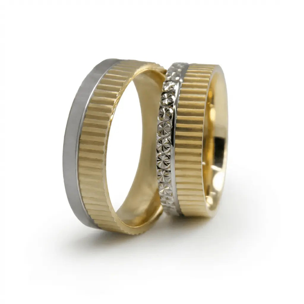 6mm Gold Wedding Band – Ribbed Contrast Textured Detail – 9ct/14ct/18ct Gold