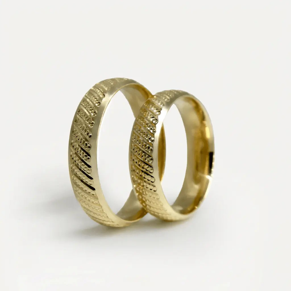 5mm Gold Wedding Band – Cross Line Texture – 9ct/14ct/18ct Gold