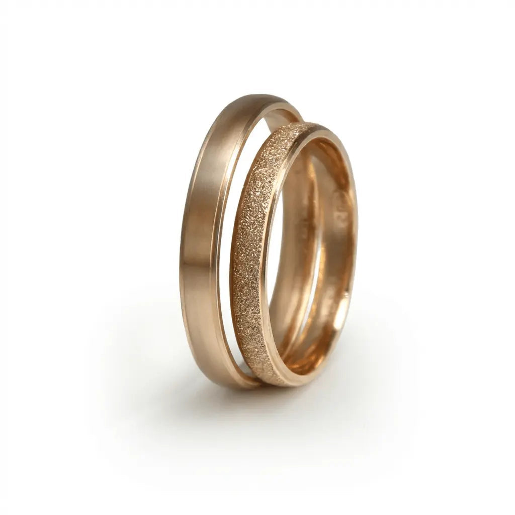 3mm Gold Wedding Band – Rose Satin Sparkle – 9ct/14ct/18ct Gold