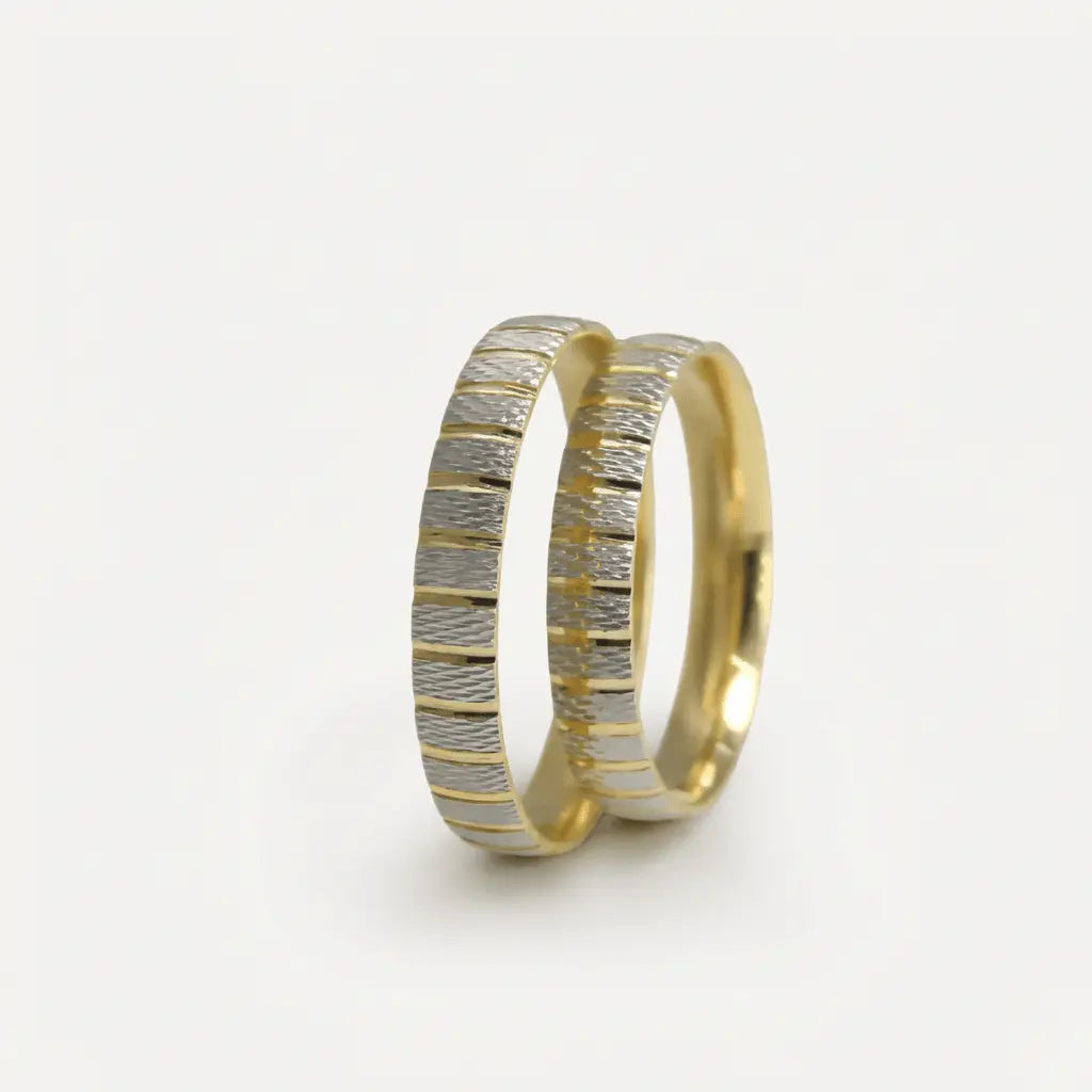 3.5mm Gold Wedding Band – Linear Contrast – 9ct/14ct/18ct Gold