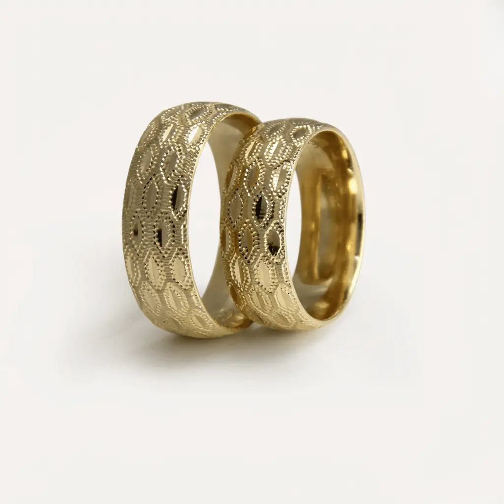 7mm Gold Wedding Band – Honeycomb Texture – 9ct/14ct/18ct Gold