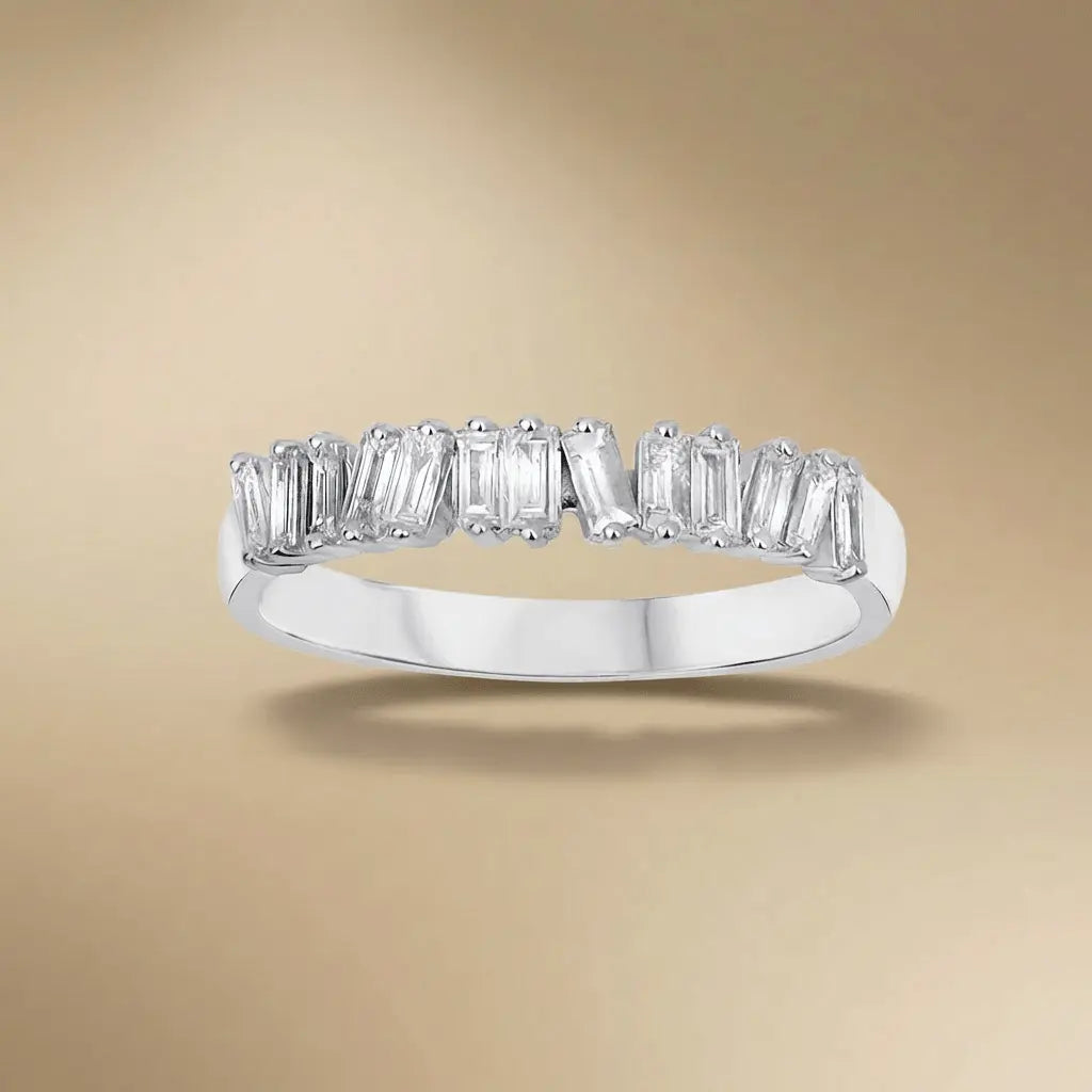 14ct/14K White Gold Natural Diamond Ring – Baguette Diamond 0.36ct
