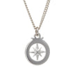 Travel Safe Outline Compass Small St Christopher Silver Necklace