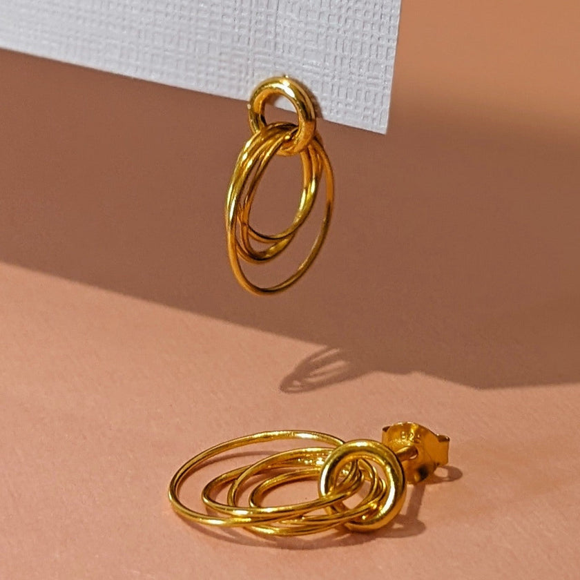 Hoop Cluster Rings Gold Stud Earrings