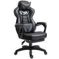 Vinsetto Computer Gaming Chair, Racing Desk Chair with Lumbar Support and Footrest, PU Leather Gamer Chair with Headrest and Swivel Wheels for Home, Grey
