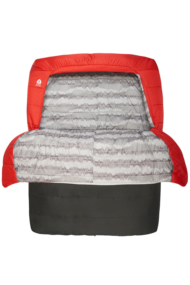 Sierra Designs Frontcountry Bed 20°F (-7°C) synthetischer 2-Personen-Schlafsack – Queen – Rot/Grau