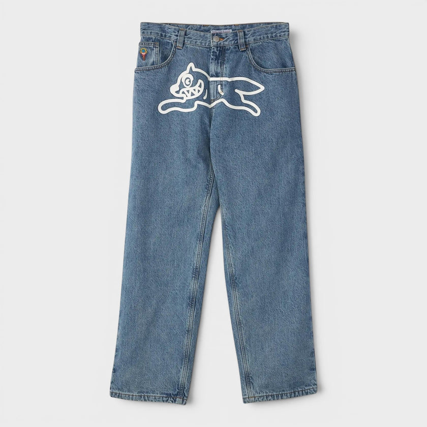 Check Lined Running Dog Denim Jeans