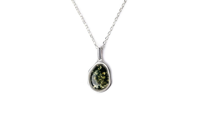 Grüner Amber ELEMENT Anhänger Halskette