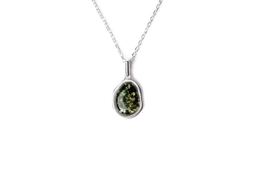 Grüner Amber ELEMENT Anhänger Halskette