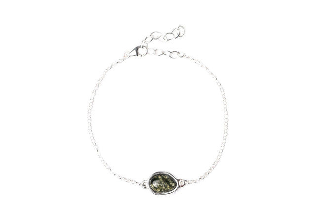 Grünes Bernstein ELEMENT Gliederkettenarmband