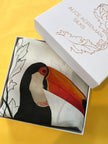 Square silk scarf with orange boarder 'Toucan Silk'
