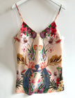 Silk Pyjamas- Set Cami and Shorts in 'Eden' Tropical Meadow Print, luxury lounge wear