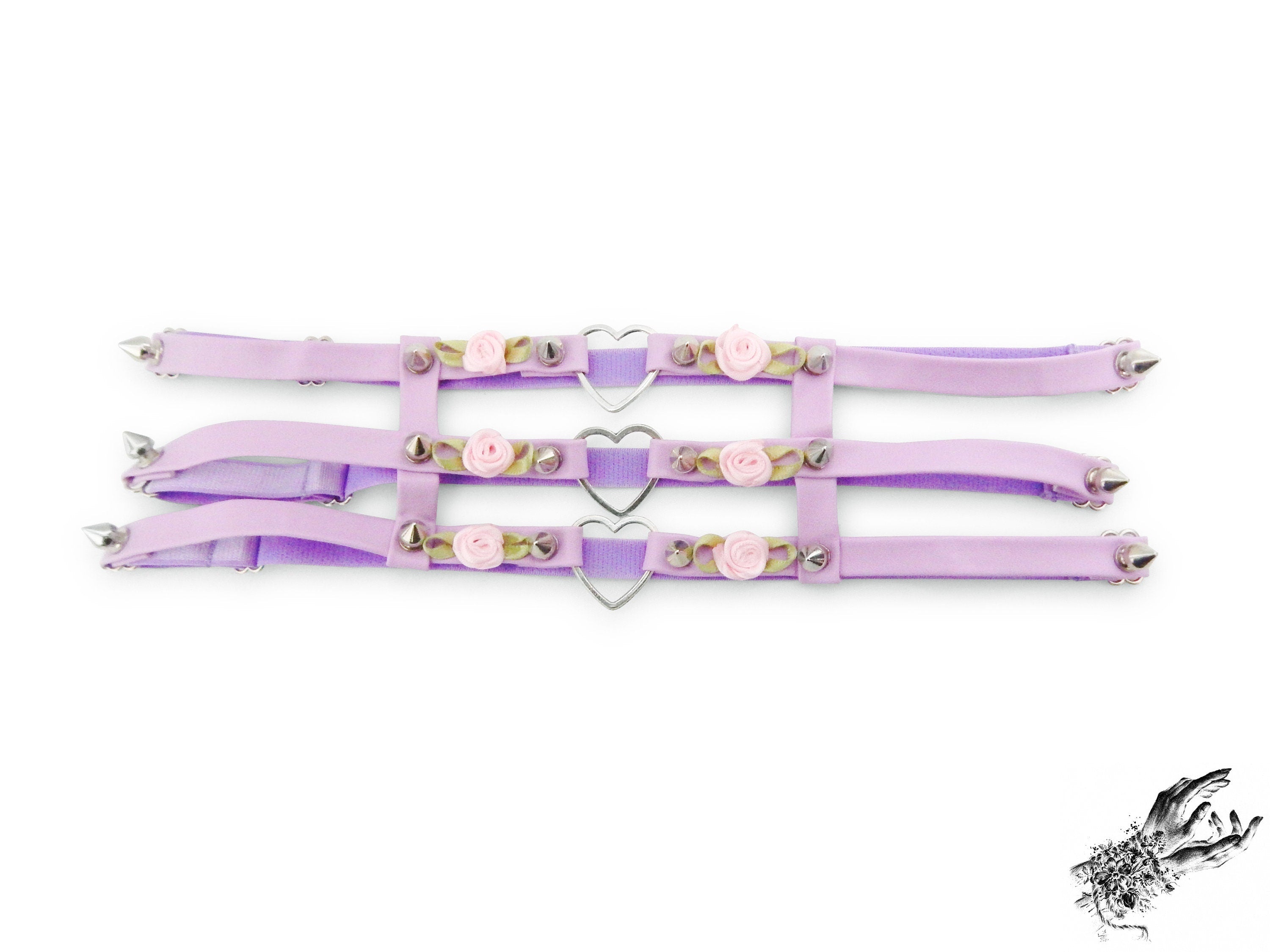 Lavender 3 Strap Heart Ring Garter