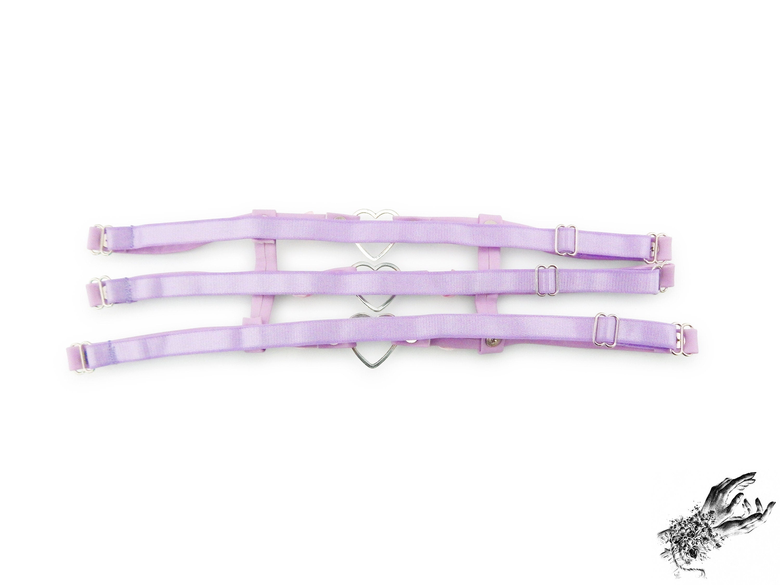 Lavender 3 Strap Heart Ring Garter