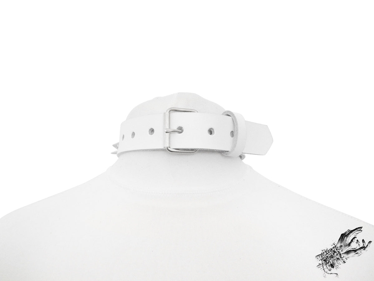 White Studded Double O Ring Choker