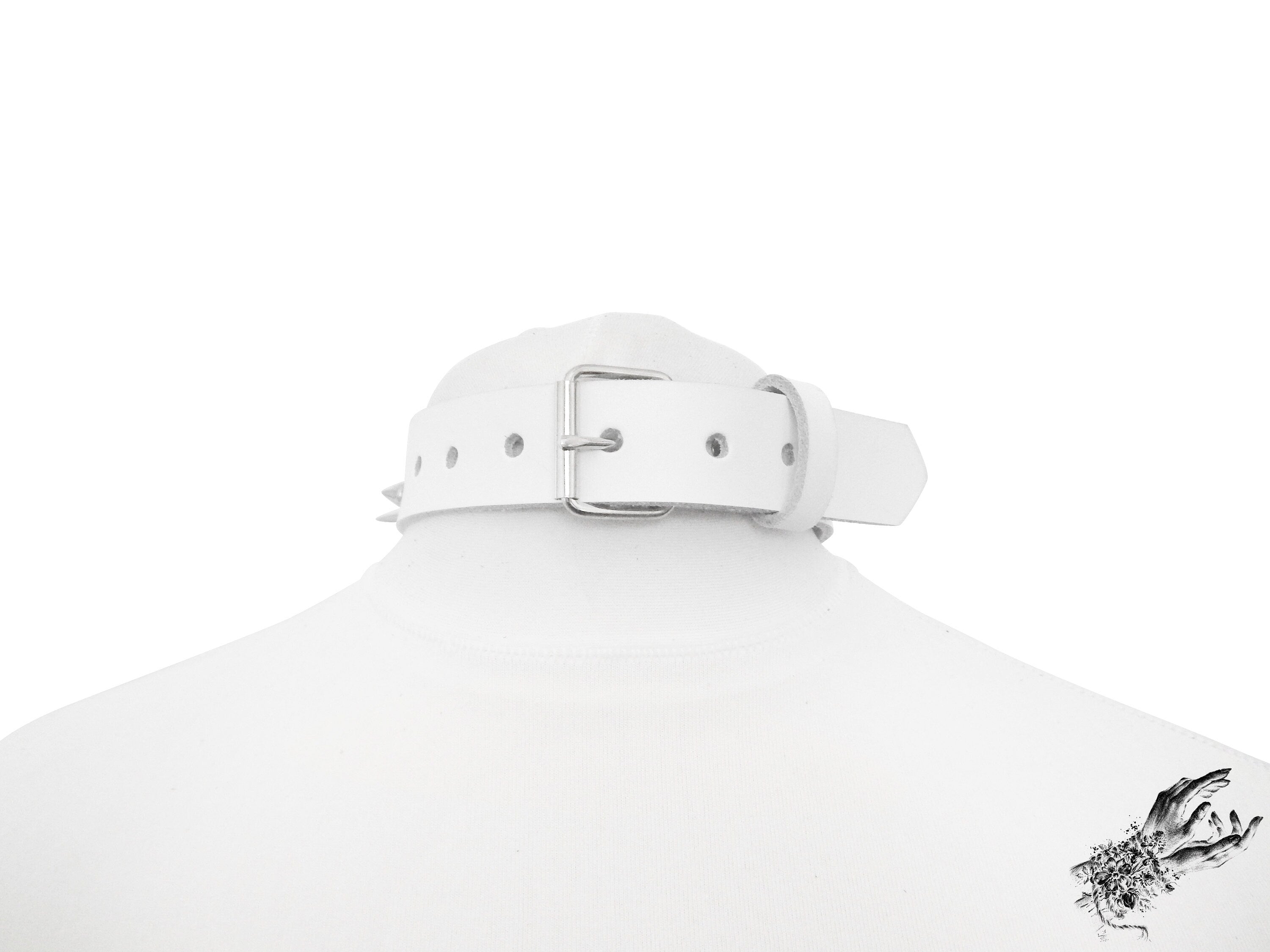White Studded Double O Ring Choker