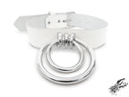 White Leather Double O Ring Choker