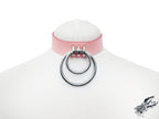 Pink Leather Double O Ring Choker