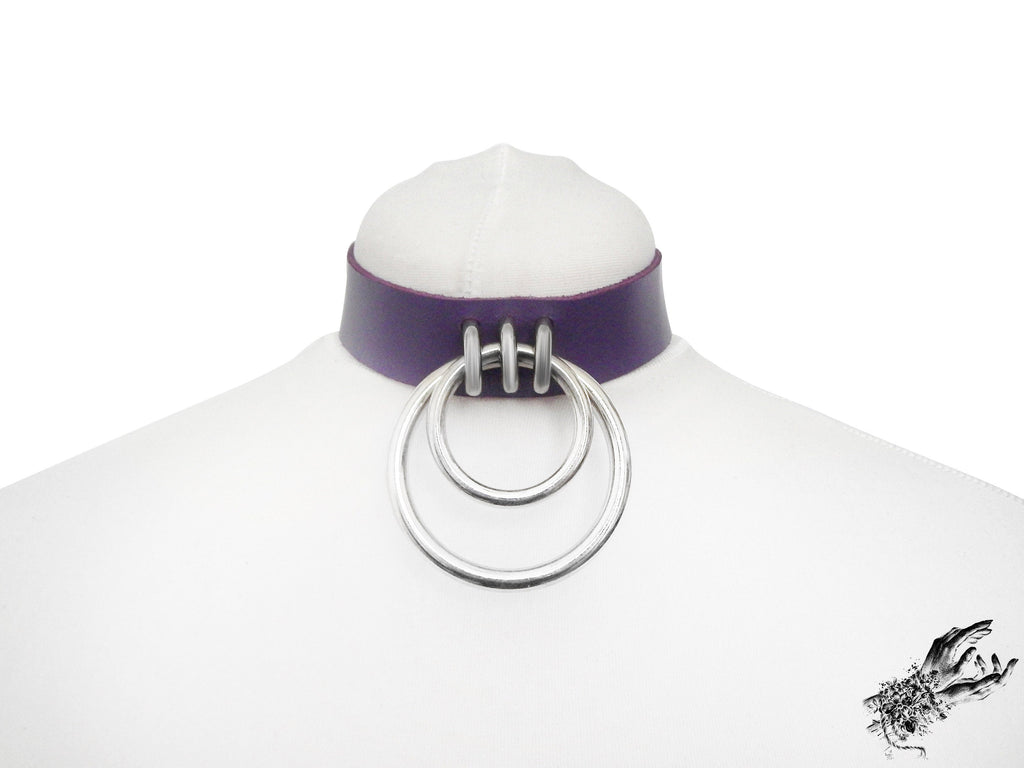 Purple Leather Double O Ring Choker