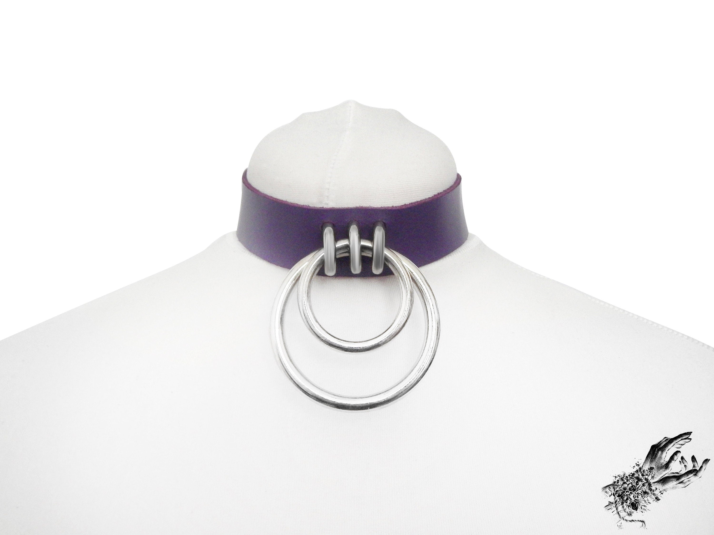 Purple Leather Double O Ring Choker